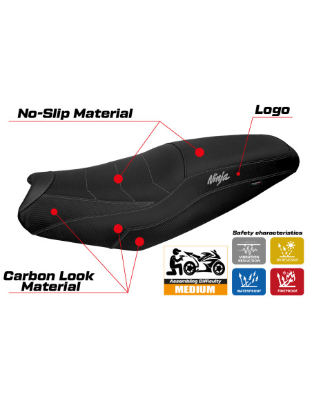 Funda de asiento compatible - Kawasaki Ninja ZX 14 R  2012 - 2024 - mod Idaho