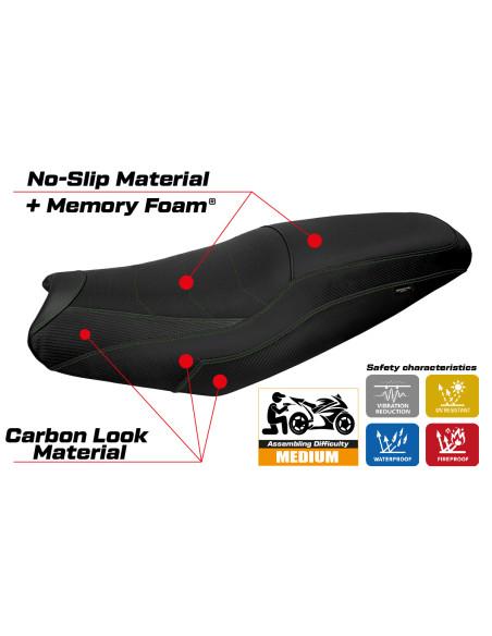 Housse de selle compatible - Kawasaki Ninja ZX 14 R  2012 - 2024 - mod Idaho Comfort System