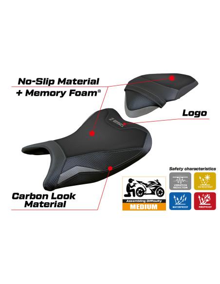 Housse de selle compatible - Kawasaki Z 250 2019 - 2020 - mod Abrantes Comfort System
