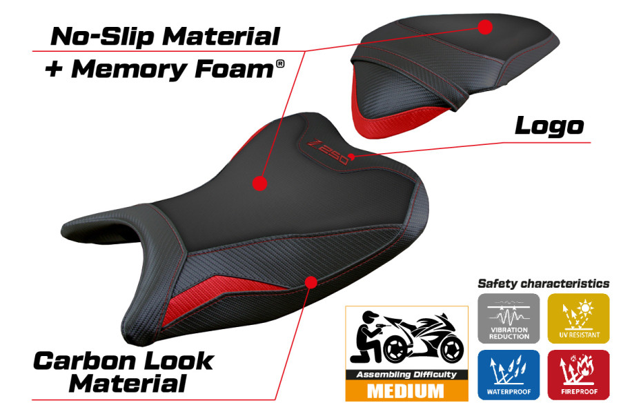 Seat cover compatible - Kawasaki Z 250 2019 - 2020 - mod Abrantes Comfort System