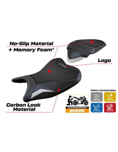Seat cover compatible - Kawasaki Z 250 2019 - 2020 - mod Abrantes Comfort System