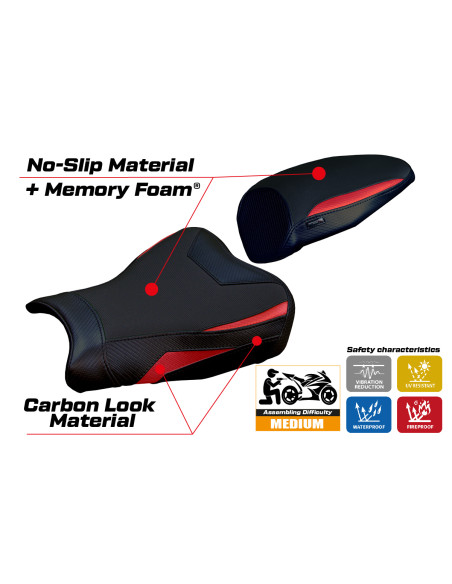 Housse de selle compatible - Kawasaki Ninja ZX 25 R  2020-2025 - mod Hermes Comfort System