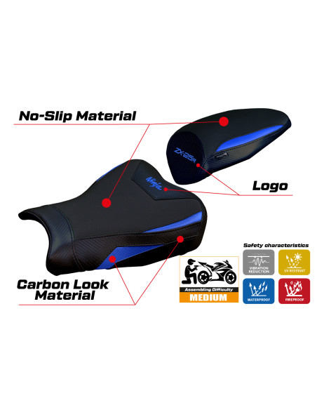 Funda de asiento compatible - Kawasaki Ninja ZX 20-25 R  2020-2025 - mod Hermes