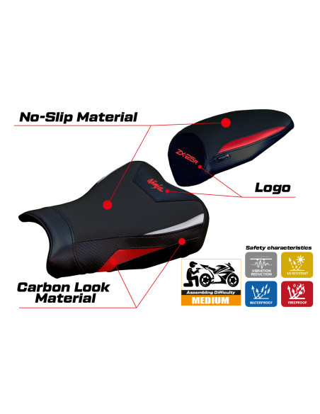 Housse de selle compatible - Kawasaki Ninja ZX 25 R  2020-2026 - mod Hermes