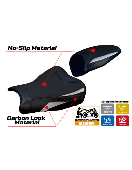 Funda de asiento compatible - Kawasaki Ninja ZX 20-26 R  2020-2026 - mod Hermes