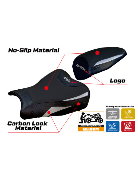 Funda de asiento compatible - Kawasaki Ninja ZX 20-25 R  2020-2025 - mod Hermes