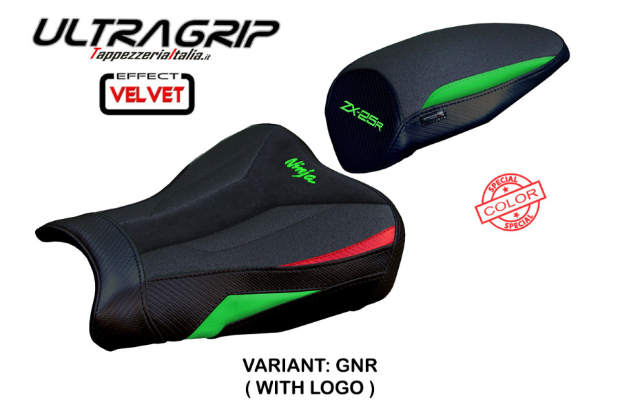 Housse de selle compatible - Kawasaki Ninja ZX 25 R  2020-2026 - mod Hermes Ultragrip Velvet