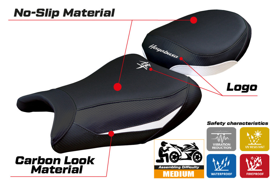 Seat cover compatible - Suzuki GSX R 1300 Hayabusa 2008 - 2020 - mod Japan