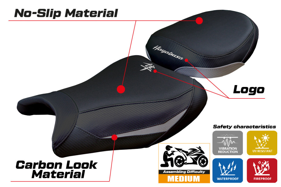 Housse de selle compatible - Suzuki GSX R 1300 Hayabusa 2008 - 2020 - mod Japan