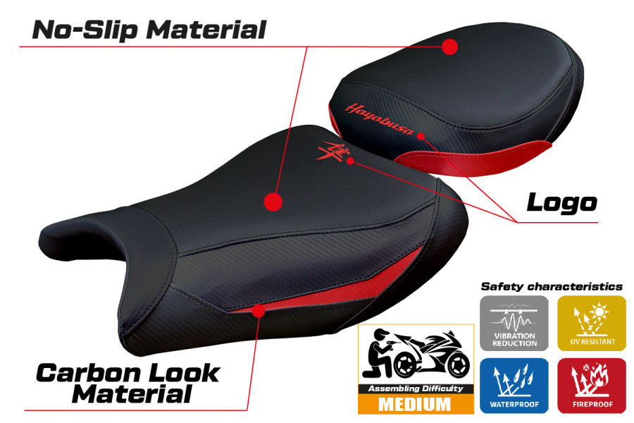 Seat cover compatible - Suzuki GSX R 1300 Hayabusa 2008 - 2020 - mod Japan