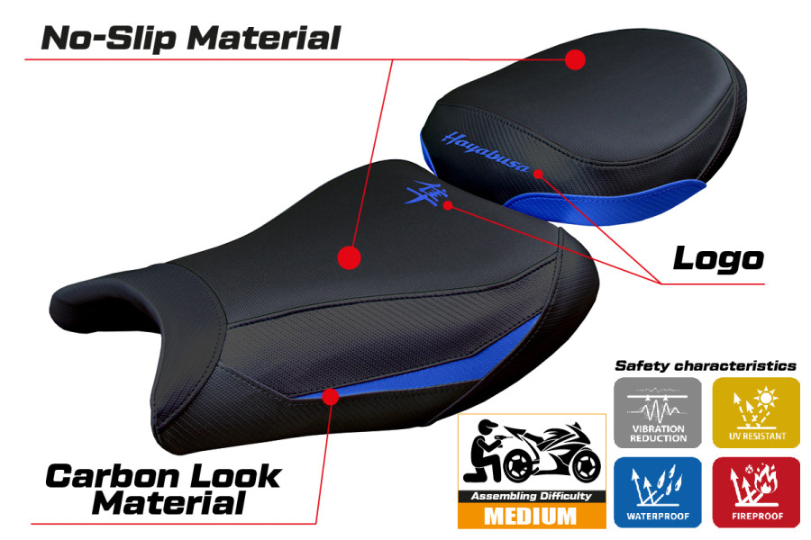Housse de selle compatible - Suzuki GSX R 1300 Hayabusa 2008 - 2020 - mod Japan