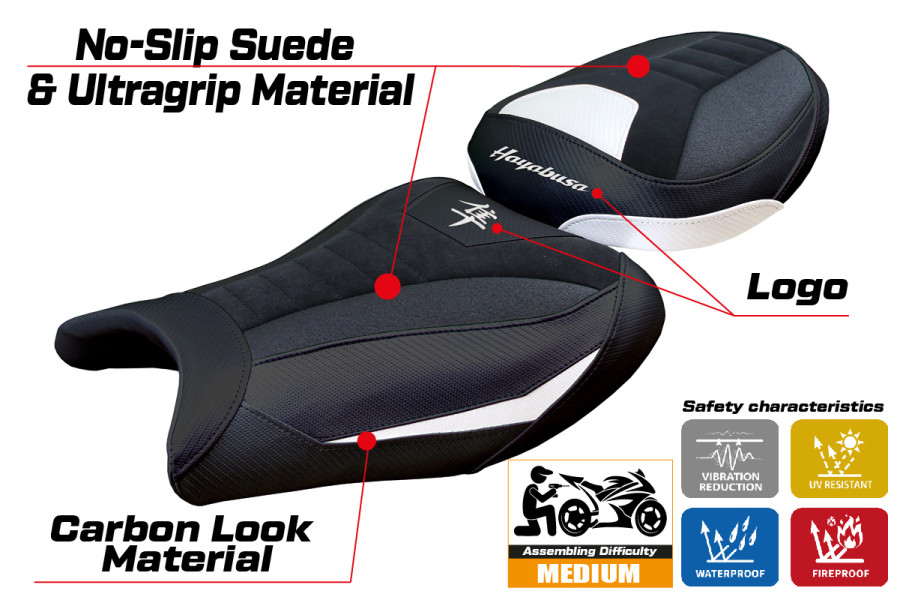 Rivestimento sella compatibile - Suzuki GSX R 1300 Hayabusa 2008 - 2020 - mod Japan Velvet Ultragrip