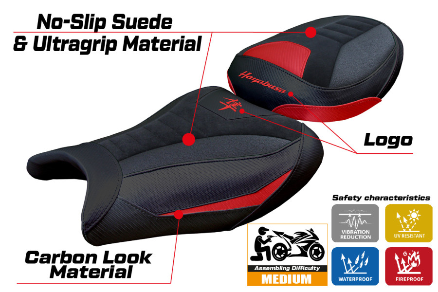 Rivestimento sella compatibile - Suzuki GSX R 1300 Hayabusa 2008 - 2020 - mod Japan Velvet Ultragrip
