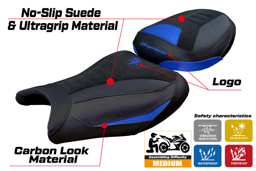 Rivestimento sella compatibile - Suzuki GSX R 1300 Hayabusa 2008 - 2020 - mod Japan Velvet Ultragrip