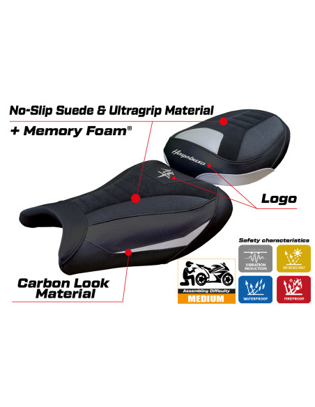 Seat cover compatible - Suzuki GSX R 1300 Hayabusa 2008 - 2020 - mod Japan Velvet Ultragrip Comfort System