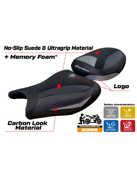 Rivestimento sella compatibile - Suzuki GSX R 1300 Hayabusa 2008 - 2020 - mod Japan Velvet Ultragrip Comfort System