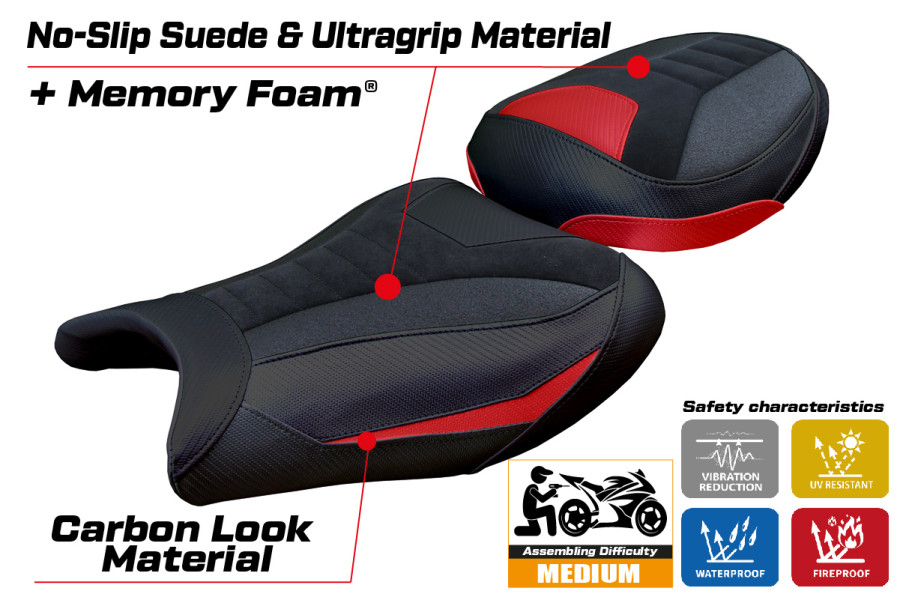 Rivestimento sella compatibile - Suzuki GSX R 1300 Hayabusa 2008 - 2020 - mod Japan Velvet Ultragrip Comfort System