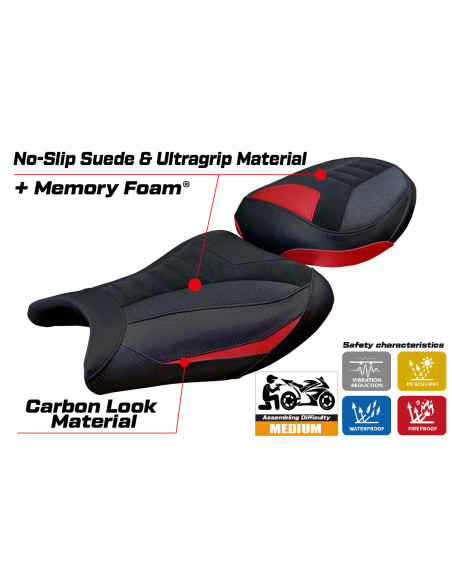 Rivestimento sella compatibile - Suzuki GSX R 1300 Hayabusa 2008 - 2020 - mod Japan Velvet Ultragrip Comfort System