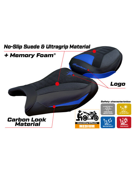 Rivestimento sella compatibile - Suzuki GSX R 1300 Hayabusa 2008 - 2020 - mod Japan Velvet Ultragrip Comfort System