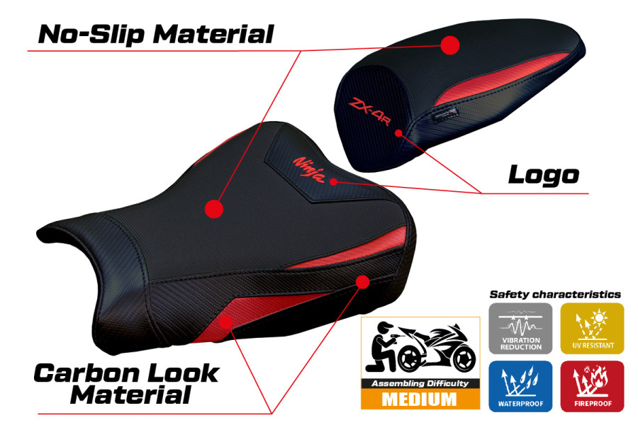 Funda de asiento compatible - Kawasaki Ninja ZX 4 R  2023-2026 - mod Anet