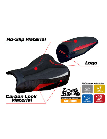 Housse de selle compatible - Kawasaki Ninja ZX 4 R  2023-2025 - mod Anet Ultragrip Velvet