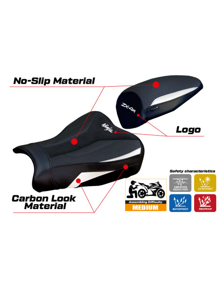 Funda de asiento compatible - Kawasaki Ninja ZX 4 R  2023-2025 - mod Anet Ultragrip Velvet