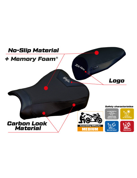 Funda de asiento compatible - Kawasaki Ninja ZX 4 RR  2023-2025 - mod Muzy Comfort System