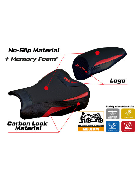 Funda de asiento compatible - Kawasaki Ninja ZX 4 RR  2023-2025 - mod Muzy Comfort System