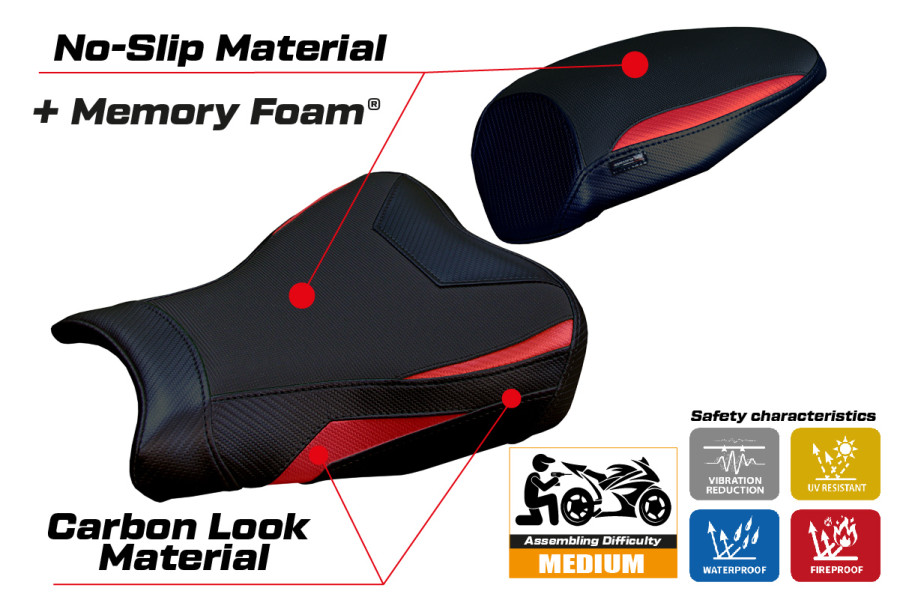 Housse de selle compatible - Kawasaki Ninja ZX 4 RR  2023-2026 - mod Muzy Comfort System