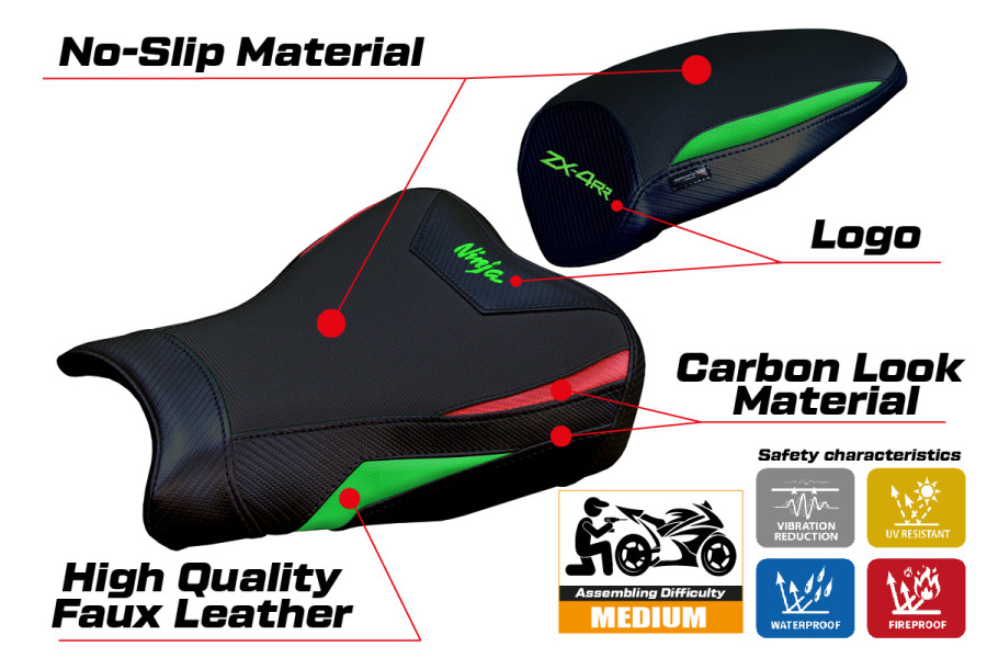 Rivestimento sella compatibile - Kawasaki Ninja ZX 4 RR  2023-2026 - mod Muzy