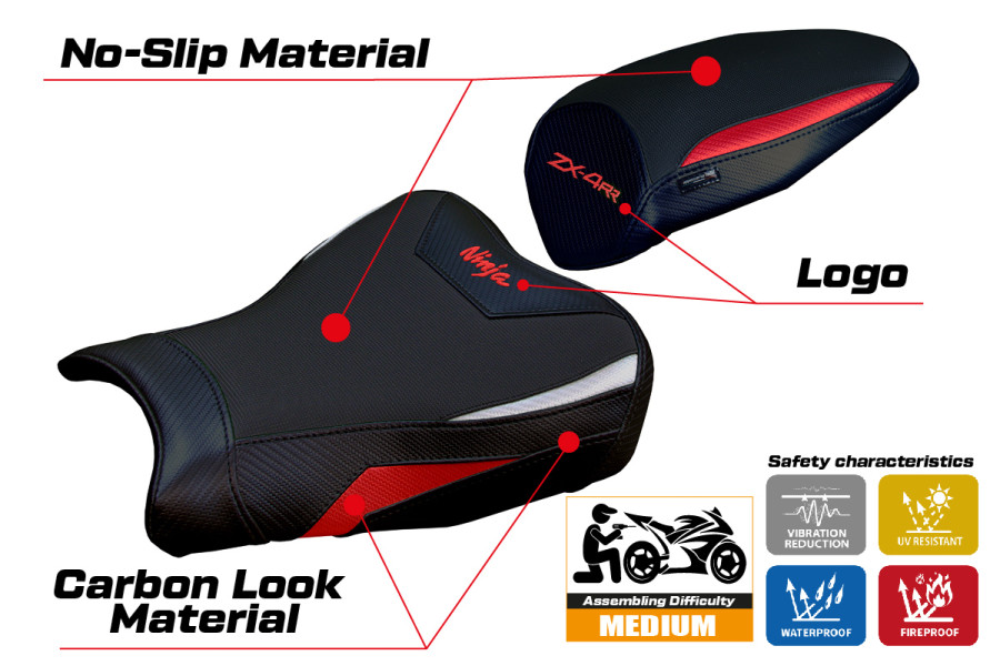 Housse de selle compatible - Kawasaki Ninja ZX 4 RR  2023-2026 - mod Muzy