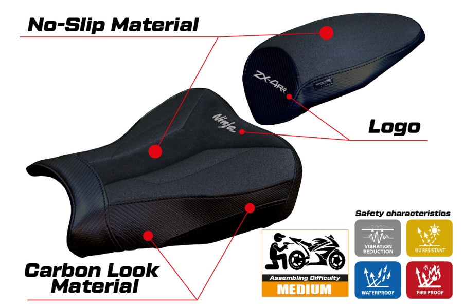 Housse de selle compatible - Kawasaki Ninja ZX 4 RR  2023-2026 - mod Muzy Ultragrip Velvet