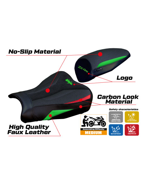 Housse de selle compatible - Kawasaki Ninja ZX 4 RR  2023-2025 - mod Muzy Ultragrip Velvet