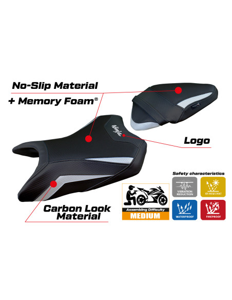 Funda de asiento compatible - Kawasaki Ninja 500  2024-2025 - mod Arlon Comfort System