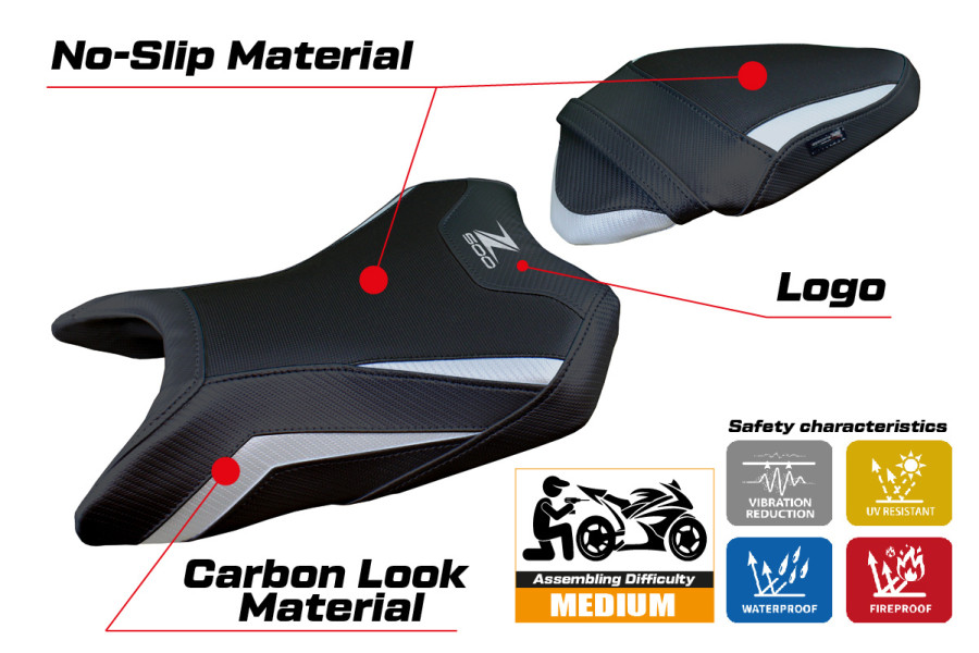 Housse de selle compatible - Kawasaki Z 500  2024-2026 - mod Namur