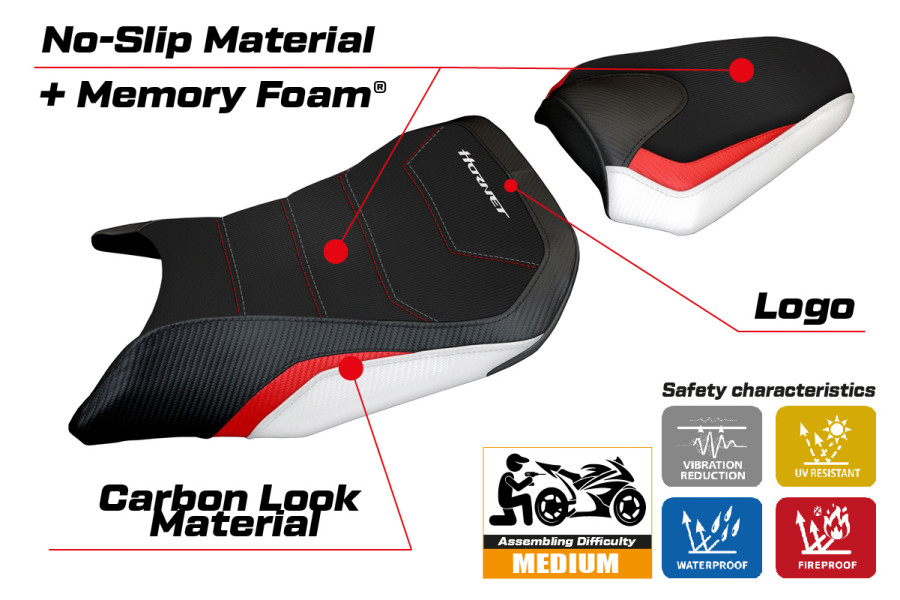 Funda de asiento compatible - Honda CB 500 Hornet  2024-2026 - mod Tomori Comfort System