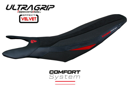 Funda de asiento compatible - Ducati Hypermotard 698 Mono  2024-2025 - mod Cairoli Velvet Ultragrip Comfort System