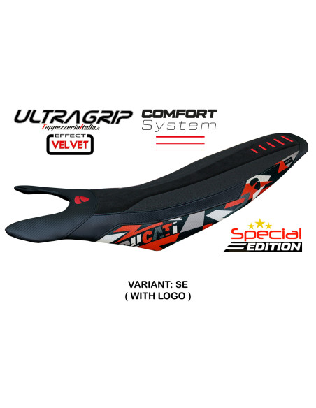 Housse de selle compatible - Ducati Hypermotard 698 Mono 2024-2025 - Mod Cairoli special Velvet Ultragrip Comfort System