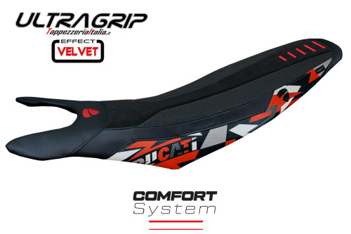 Seat cover compatible - Ducati Hypermotard 698 Mono 2024-2025 - Mod Cairoli special Velvet Ultragrip Comfort System