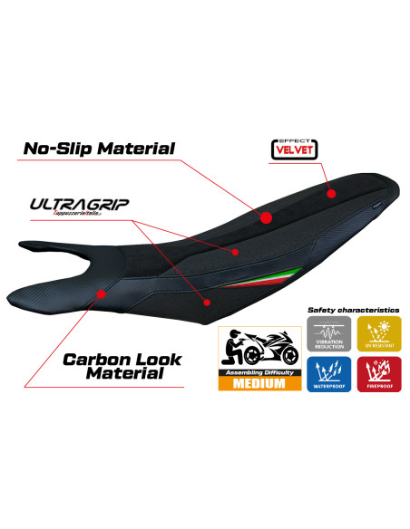 Sitzbezug kompatibel - Ducati Hypermotard 698 Mono  2024-2025 - mod Cairoli Velvet Ultragrip