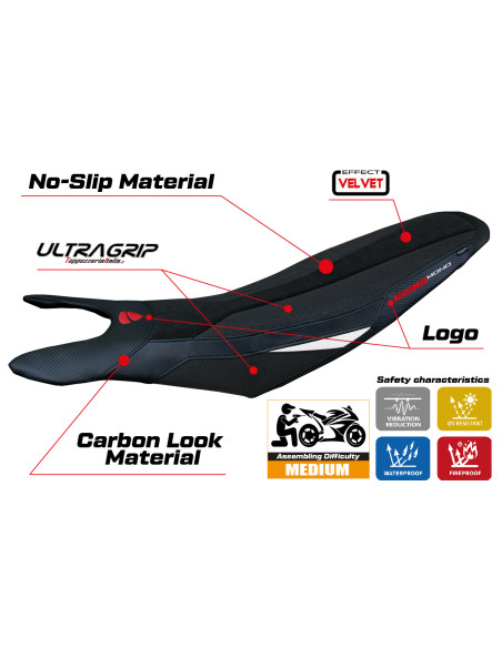 Rivestimento sella compatibile - Ducati Hypermotard 698 Mono  2024-2025 - mod Cairoli Velvet Ultragrip