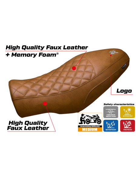 Housse de selle compatible - Moto Morini Seiemmezzo 2022-2025 - mod Alanya vintage Comfort System