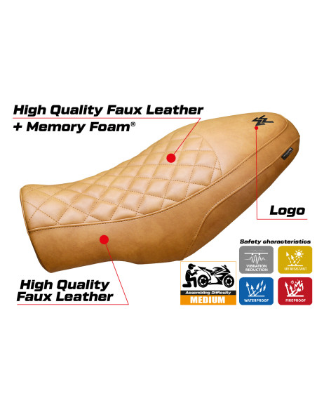 Seat cover compatible - Moto Morini Seiemmezzo 2022-2025 - mod Alanya vintage Comfort System