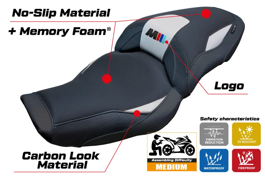 Funda de asiento compatible - BMW M 1000 XR  2024-2026 - mod Graz Comfort System