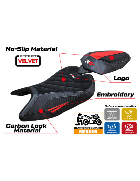 Housse de selle compatible - Aprilia RS 457 2023-2025 - mod Bezz Velvet Special Edition