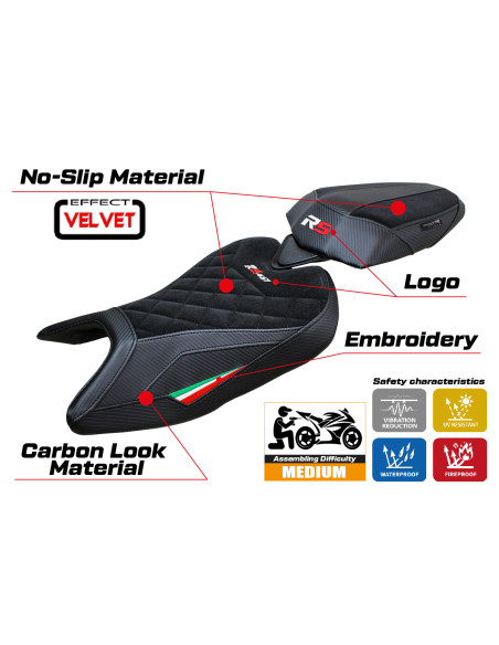Seat cover compatible - Aprilia RS 457 2023-2025 - mod Bezz Velvet Special Edition