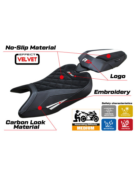 Seat cover compatible - Aprilia RS 457 2023-2025 - mod Bezz Velvet Special Edition