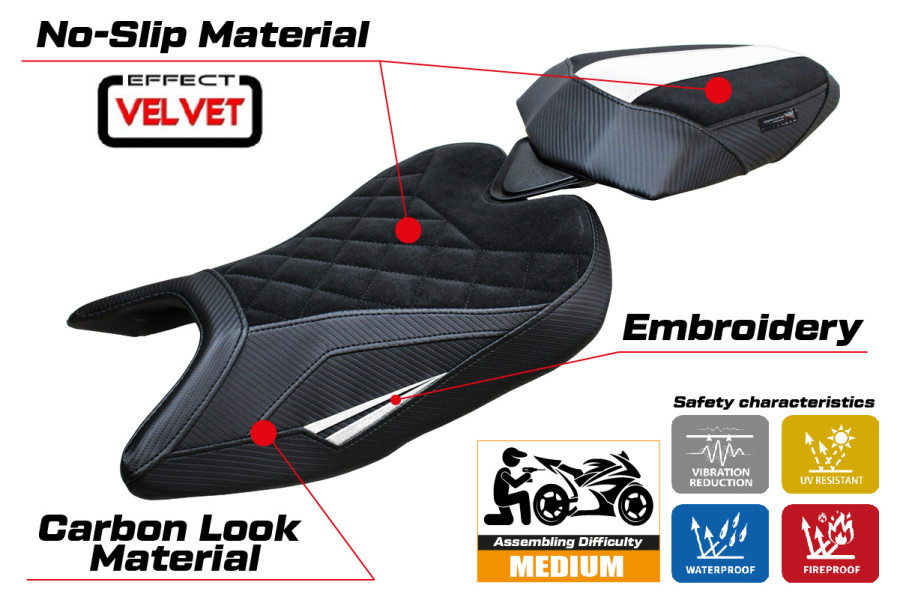 Seat cover compatible - Aprilia RS 457 2023-2026 - mod Bezz Velvet Special Edition