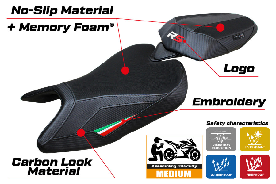 Housse de selle compatible - Aprilia RS 457 2023-2026 - mod Bezz Comfort System