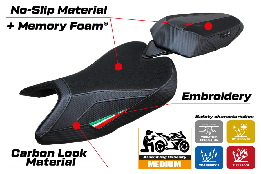 Housse de selle compatible - Aprilia RS 457 2023-2026 - mod Bezz Comfort System